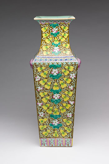 A Chinese Famille Rose Faceted Vase, Republican Period, Early 20th Century by  Chinese Art