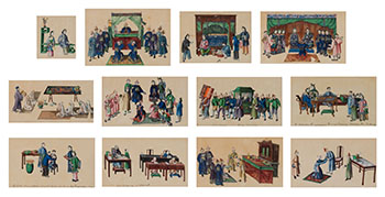 Group of Twelve Chinese Export Pith Paper Paintings, 19th Century by  Chinese School