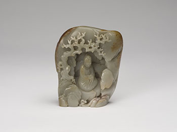 A Chinese Celadon Jade Carved ‘Luohan’ Mountain, 18th/19th Century par  Chinese Art