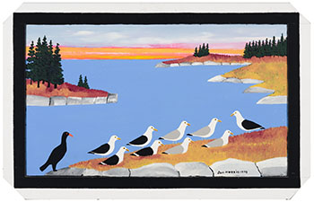 Cormorant and Seagulls at Sunset par Joseph Norris
