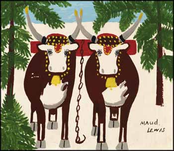 Two Oxen par Maud Lewis