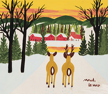 Two Deer in Winter by Maud Lewis