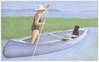 Woman, Dog and Canoe par Alexander Colville