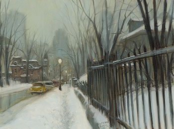 Romance of Winter Evening, Crépuscule romantique, McTavish Street, Montreal par John Geoffrey Caruthers Little