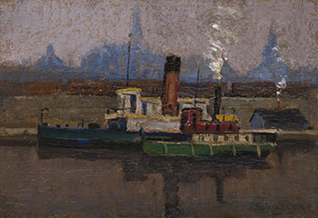 Tug Boat on the Quayside by John Young Johnstone