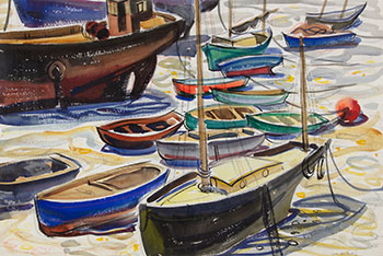 Boats at Brixham (510524) by Doris Jean McCarthy
