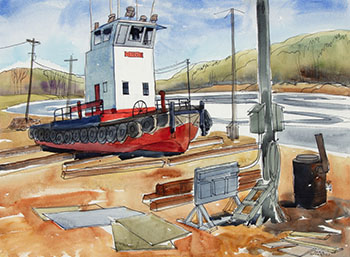 River Boat in Dry Dock, Fort McMurray (800414) par Doris Jean McCarthy