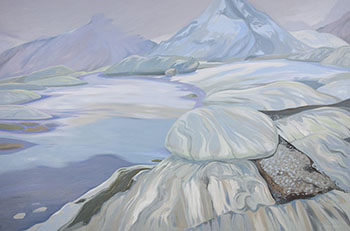 Glacial Pool, Bobbie Burns CMH Heli Painting (230820) by Wendy Wacko
