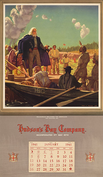 HBC 1941 Calendar ft. Charles Fraser Comfort - McLoughlin Welcomes the Americans (#00099) by Hudson's Bay Company 