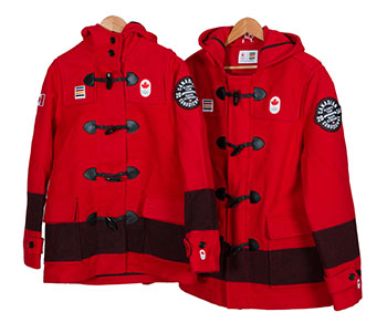 Two 2014 Winter Games Opening Ceremony Olympic Sample Team Coats (#0758 and #0759) by Hudson's Bay Company 