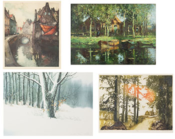 Four Works: Two Landscapes and Two Canal Scenes by Hudson's Bay Company 