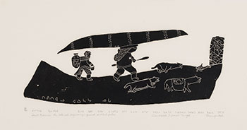 Inuit Traversing Lake with Dogs Carrying Meat and Tent Poles (0123) by Davidialuk Alasua Amittu