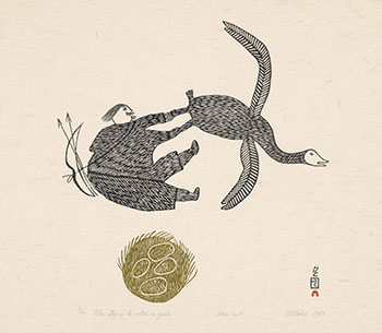 Man Trying to Catch a Goose (0369) by Pitseolak Ashoona