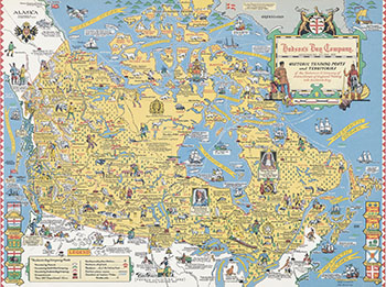 Two Posters depicting Maps of Historic Trading Posts and Territories of HBC (924) by Hudson's Bay Company 