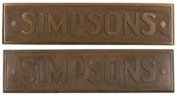 Two Simpsons Large Bronze Store Signs (00919) by Hudson's Bay Company 