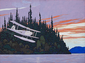 Float Plane Coming in for a Landing by Frank Hans (Franz) Johnston