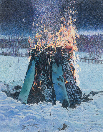 Bonfire on Morning Moon by Mary Frances Pratt