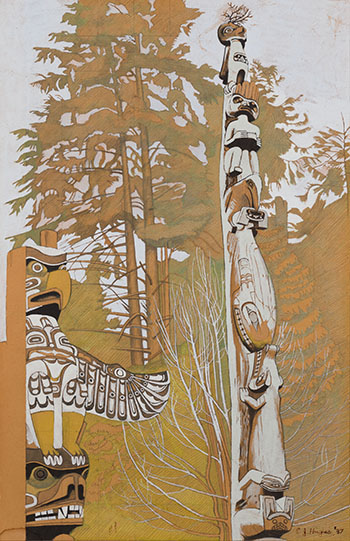 Totem Poles at Stanley Park by Edward John (E.J.) Hughes