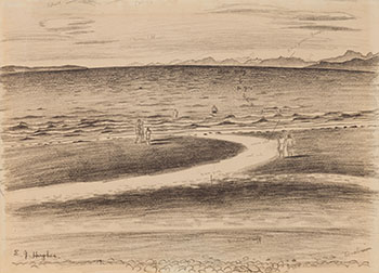 Looking North from Qualicum Beach (Low Tide at Qualicum) by Edward John (E.J.) Hughes