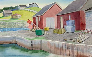 The Red Sheds at Port au Choix (030617) by Doris Jean McCarthy