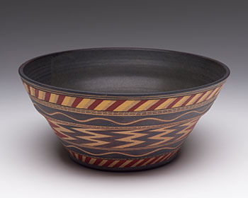 Bowl with Red and Yellow Design by Judith Cranmer