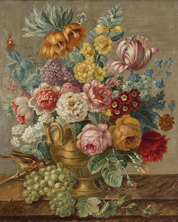 Still Life with Flowers on a Marble Ledge by Joseph Nigg