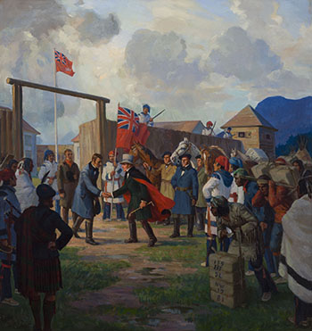 Governor George Simpson Welcomed by James Douglas, Fort St. James, B.C., 17th September 1828 by Adam Sherriff Scott