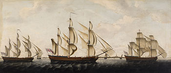 Three Hudson’s Bay Company Ships in the Thames (King George, Prince Rupert, Sea Horse) by Francis Holman