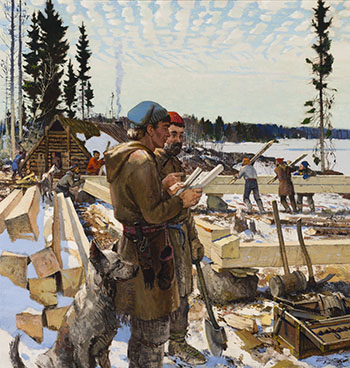 Hearne Builds Cumberland House, 1774 – 1775 by George Franklin Arbuckle