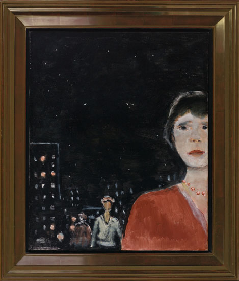 Femme au collier et personnage dans la nuit by Jean Paul Lemieux