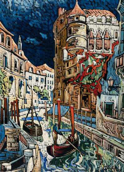 Paysage à Venise, Canal par Marc-Aurèle Fortin