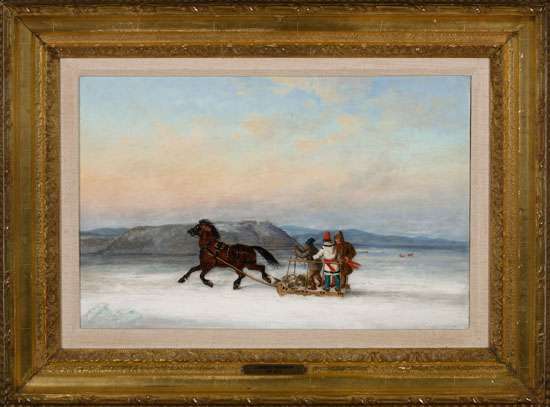 Three Habitants Sledding on the St. Lawrence at Quebec par Cornelius David Krieghoff