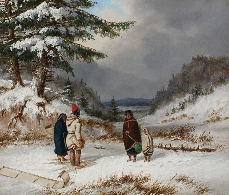 Indian Group in Winter Landscape by Cornelius David Krieghoff