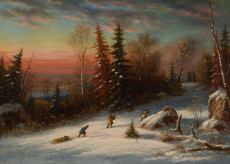 Indian Hunters in a Winter Landscape by Cornelius David Krieghoff