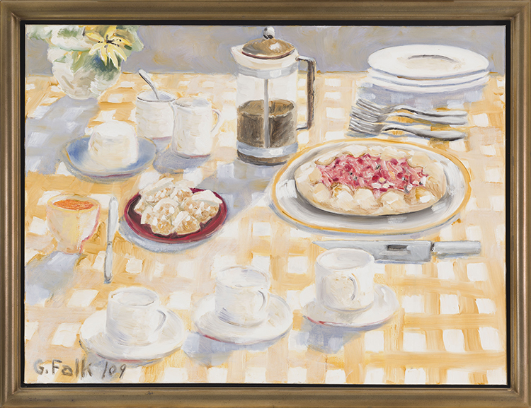 Yellow Tablecloth, Coffee & Crustata by Agatha (Gathie) Falk