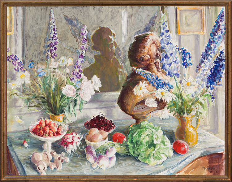 Fruit, Flowers, Vegetables and a Bust par Joseph Francis (Joe) Plaskett