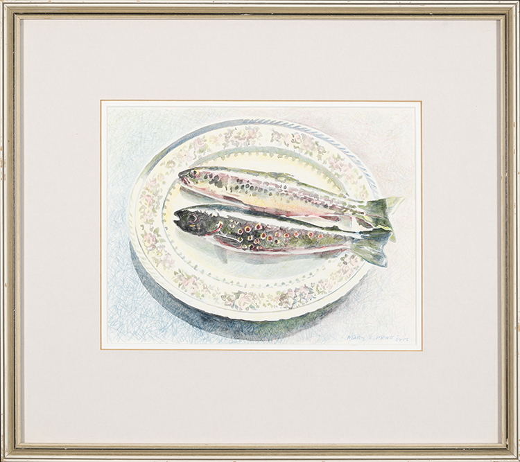 Two Trout on a Flowered Platter par Mary Frances Pratt