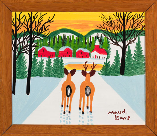 Two Deer in Winter par Maud Lewis