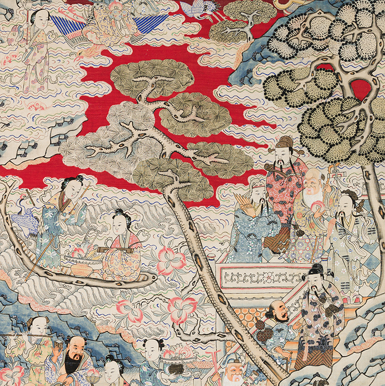 A Chinese Silk Kesi Daoist Immortals 'Birthday' Panel, 19th Century by  Chinese Art