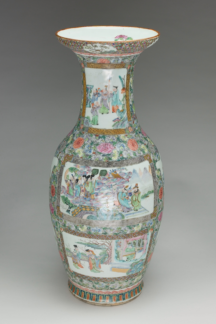 A Large Export Canton Rose 'Figural' Vase, circa 1850 by  Chinese Art