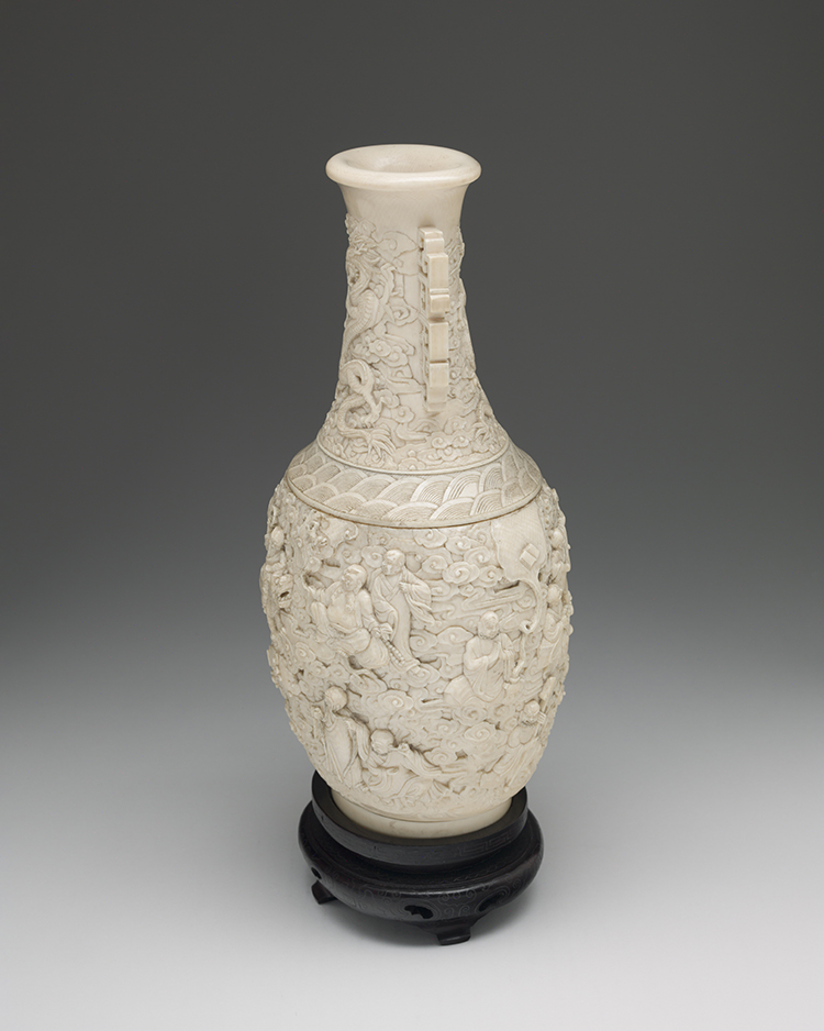 A Large Chinese Ivory Carved '18 Lohan' Vase, First Half 20th Century by  Chinese Art