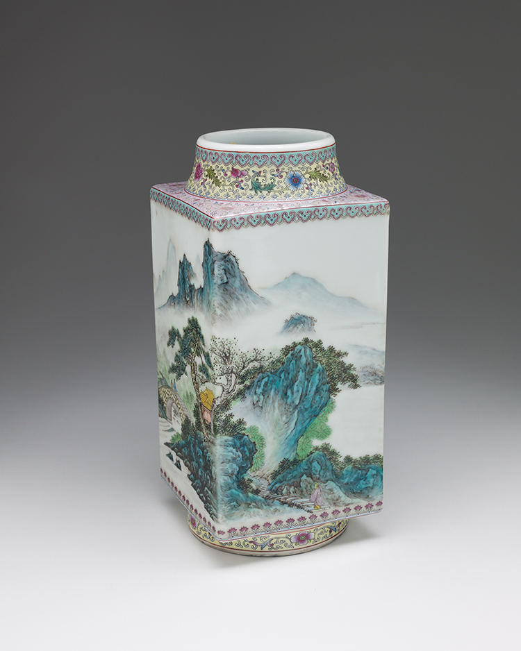 A Chinese Famille Rose 'Landscape' Vase, Qianlong Mark, Republican Period (1911-1949) by  Chinese Art
