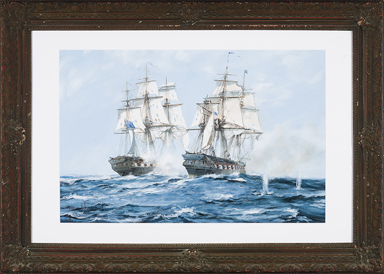 The Action between H.M.S. Java and USS Constitution, 1812 by Montague J. Dawson