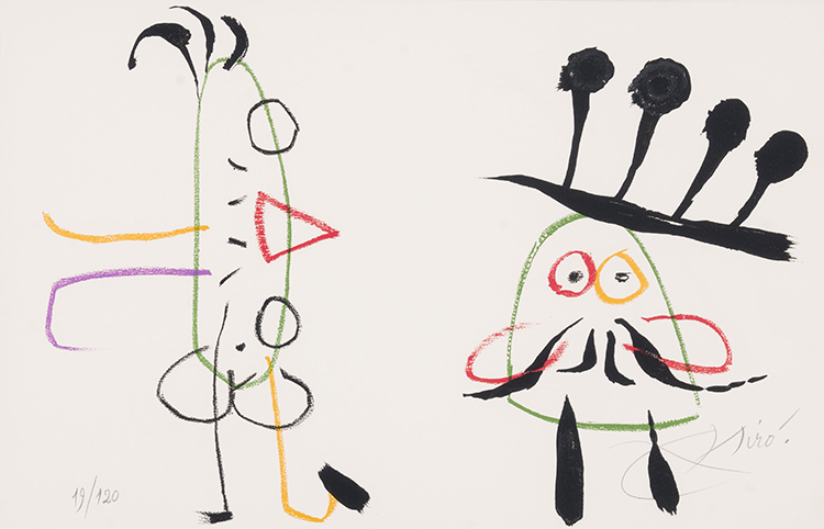 Seven plates from "L'enfance d'Ubu" by Joan Miró