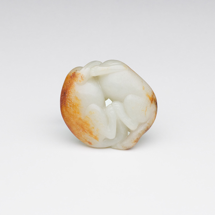 A Chinese Mottled White Jade Carved Cat Group, 18th Century by  Chinese Art