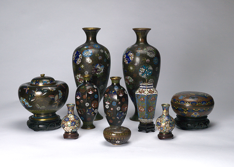 A Group of Ten Mostly Japanese Cloisonné Enamel Vases, Mid 20th Century by  Japanese Art