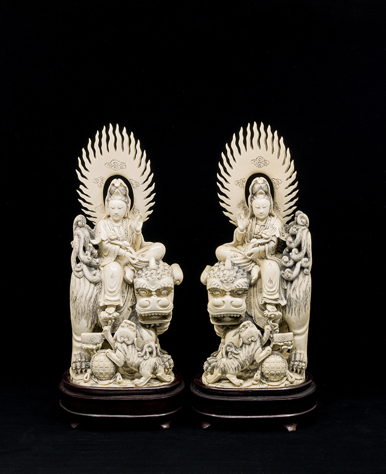 A Pair of Large Chinese Ivory Carved Figures of Guanyin by  Chinese Art