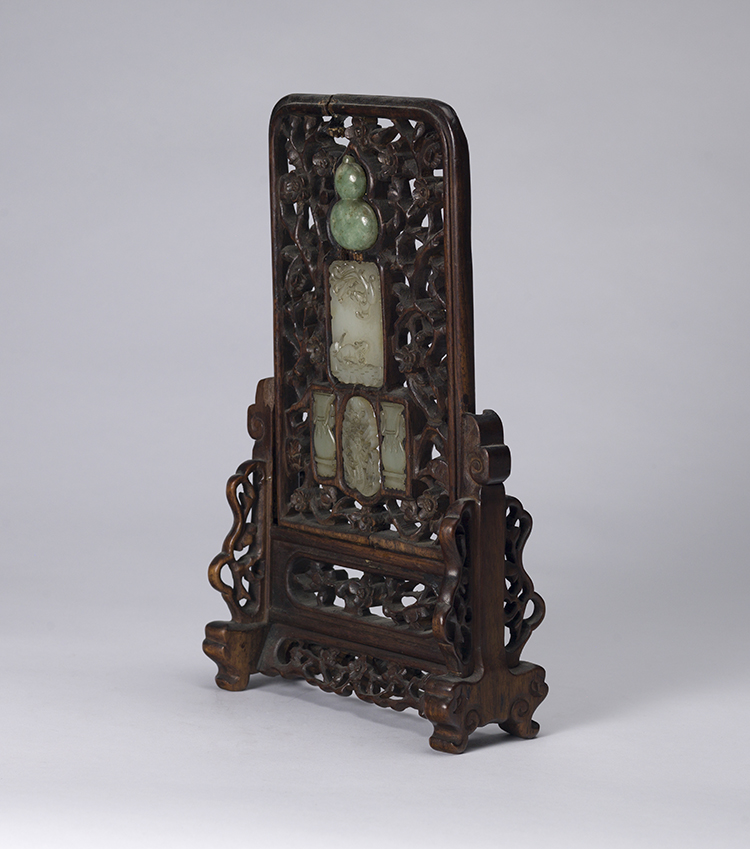 A Chinese Jade Inlay Rosewood Table Screen and Stand, Early 20th Century by  Chinese Art