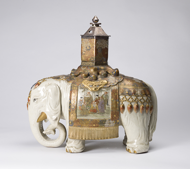 An Extremely Large and Rare Japanese Satsuma-Style Model of an Elephant, Signed Kizan, Meiji Period par  Japanese Art