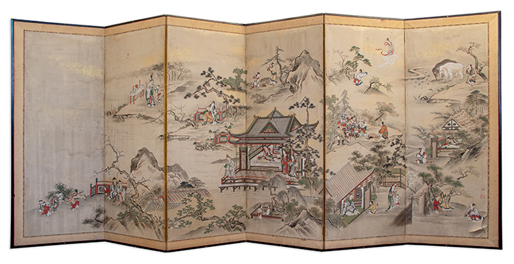 Large Japanese Folding Screen, 18th/19th Century par  Japanese Art
